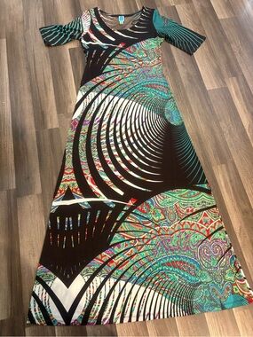 Touch Express Maxi Dress with Multicolor Abstract Print Y2K